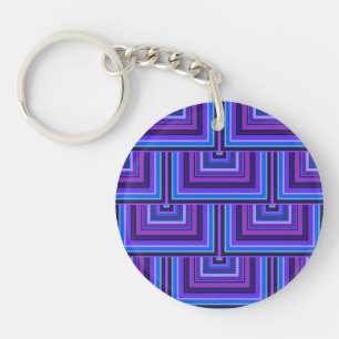 Blue and purple square scales key ring