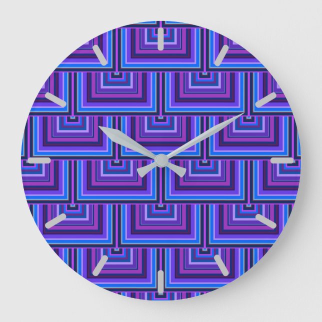 Blue and purple square scales large clock (Front)