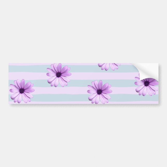blue and purple striped daisy pattern bumper sticker (Front)