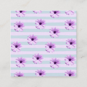 blue and purple striped daisy pattern calling card