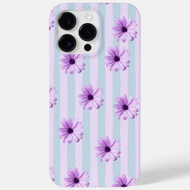 blue and purple striped daisy pattern Case-Mate iPhone case (Back)