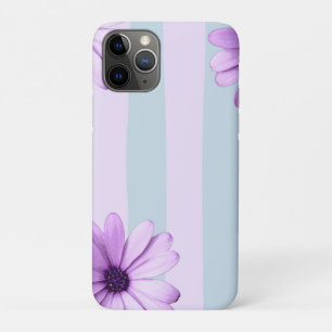 blue and purple striped daisy pattern iPhone 11 pro case