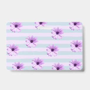 blue and purple striped daisy pattern ID badge