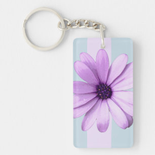 blue and purple striped daisy pattern key ring
