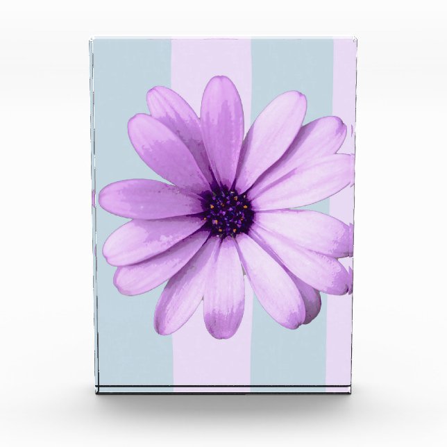 blue and purple striped daisy pattern photo block (Front)