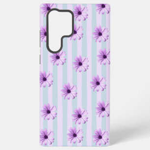 blue and purple striped daisy pattern samsung galaxy case