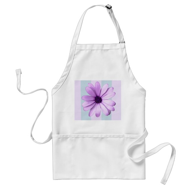 blue and purple striped daisy pattern standard apron (Front)