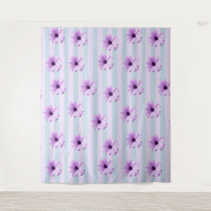 blue and purple striped daisy pattern tapestry