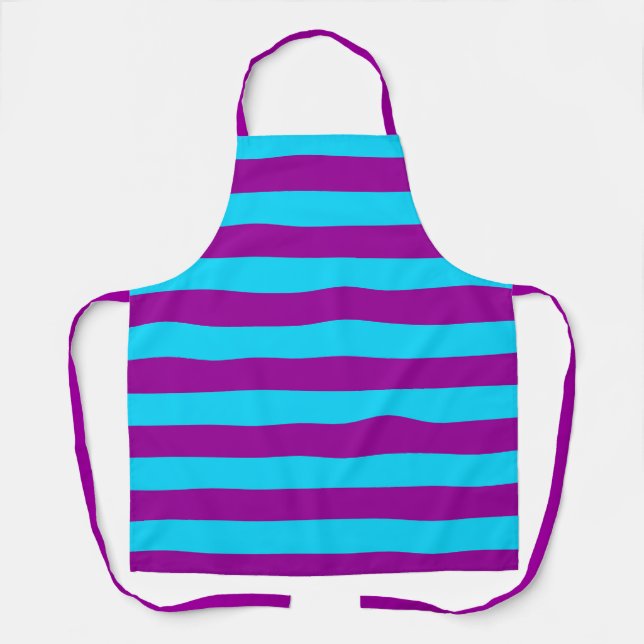 Blue and Purple Stripes Design Apron (Front)