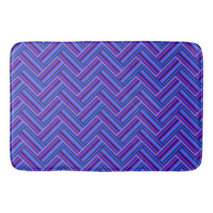 Blue and purple stripes double weave bath mat