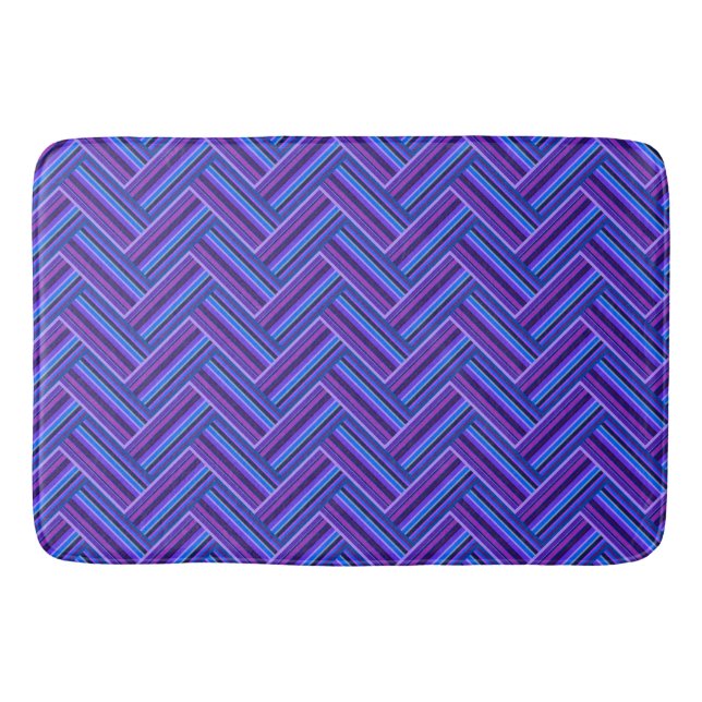 Blue and purple stripes double weave bath mat (Front)