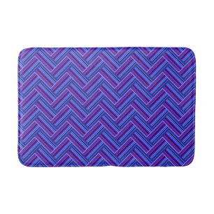 Blue and purple stripes double weave bath mat