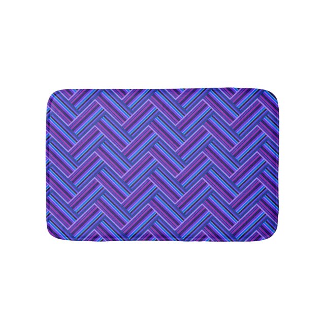 Blue and purple stripes double weave bath mat (Front)