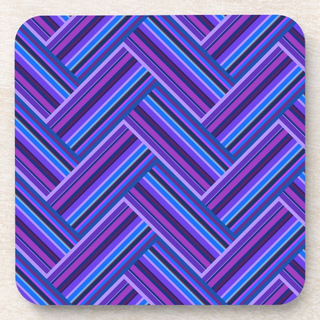 Blue and purple stripes double weave coaster (Front)