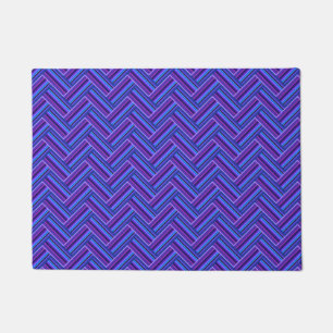 Blue and purple stripes double weave doormat