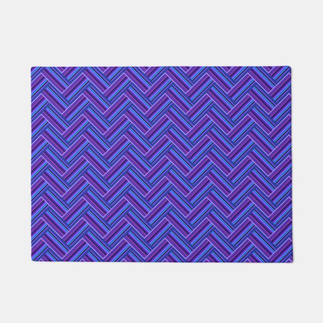 Blue and purple stripes double weave doormat (Front)