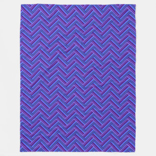 Blue and purple stripes double weave fleece blanket