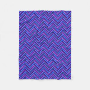 Blue and purple stripes double weave fleece blanket