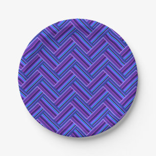 Blue and purple stripes double weave paper plate