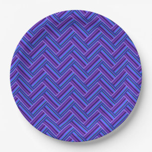 Blue and purple stripes double weave paper plate