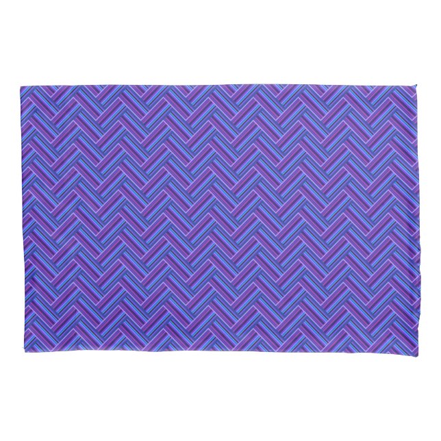 Blue and purple stripes double weave pillowcase (Front)