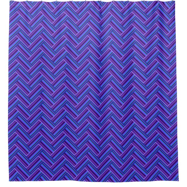 Blue and purple stripes double weave shower curtain (Front)