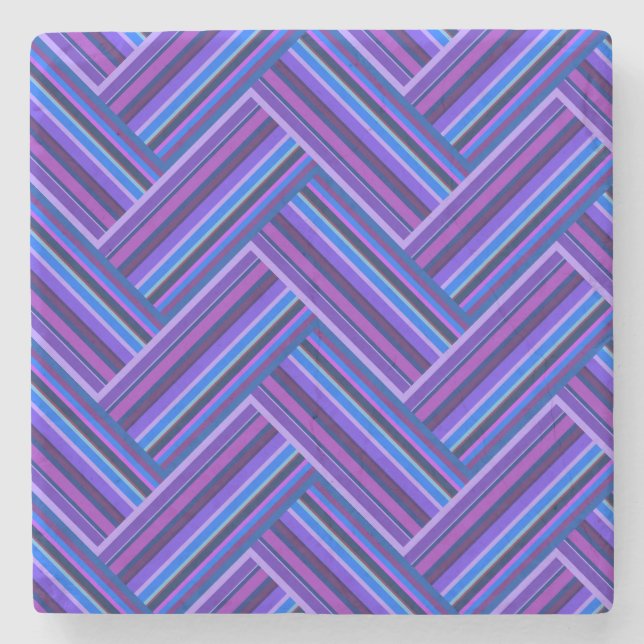 Blue and purple stripes double weave stone coaster (Front)