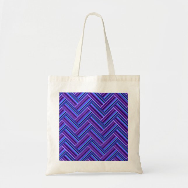 Blue and purple stripes double weave tote bag (Front)