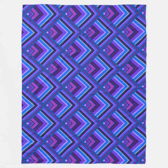 Blue and purple stripes scale pattern fleece blanket (Front)