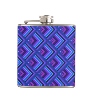 Blue and purple stripes scale pattern hip flask