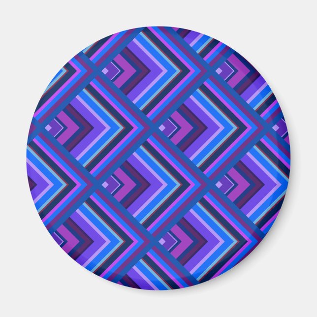 Blue and purple stripes scale pattern magnet (Front)