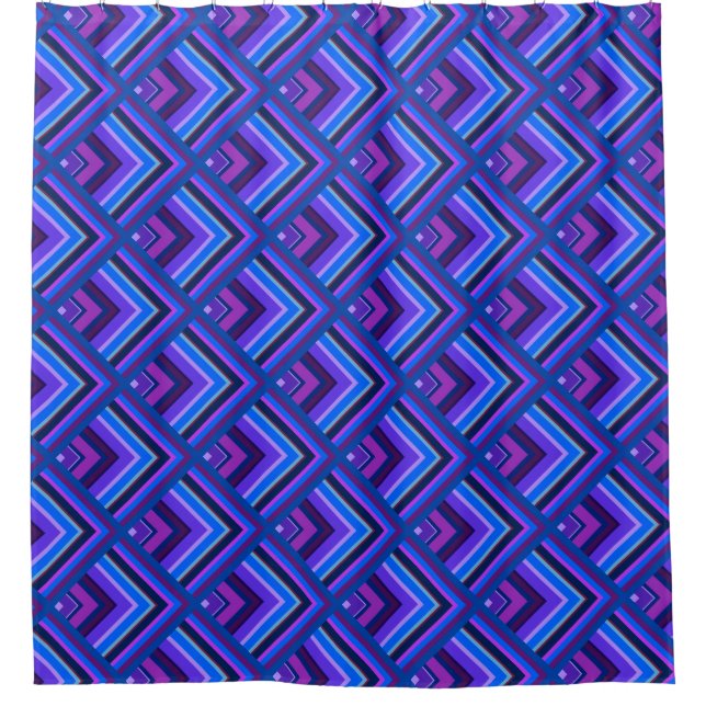 Blue and purple stripes scale pattern shower curtain (Front)