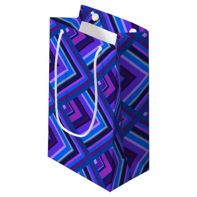 Blue and purple stripes scale pattern small gift bag (Front Angled)