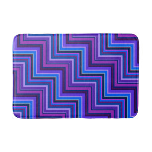 Blue and purple stripes stairs bath mat