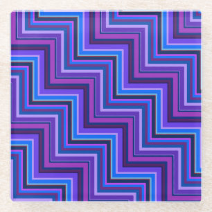 Blue and purple stripes stairs glass coaster