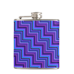 Blue and purple stripes stairs hip flask