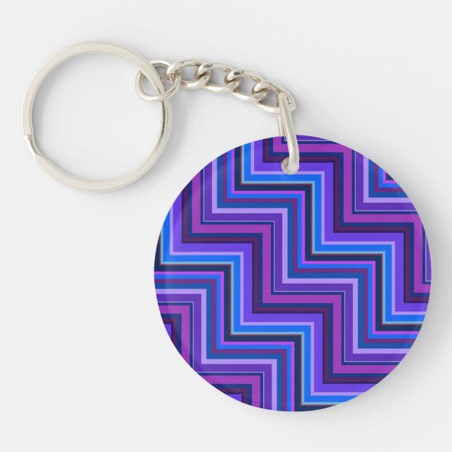 Blue and purple stripes stairs key ring (Front)