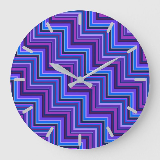 Blue and purple stripes stairs large clock (Front)