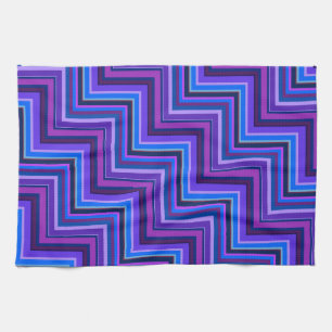 Blue and purple stripes stairs tea towel