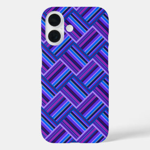 Blue and purple stripes weave iPhone 16 case