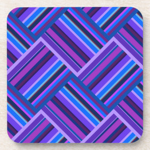 Blue and purple stripes weave coaster