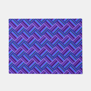 Blue and purple stripes weave doormat