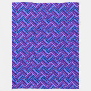 Blue and purple stripes weave fleece blanket