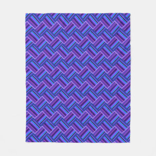 Blue and purple stripes weave fleece blanket