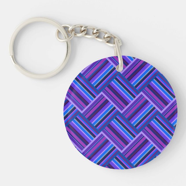 Blue and purple stripes weave key ring (Front)