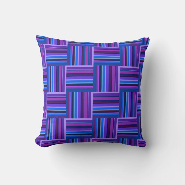 Blue and purple stripes weave pattern cushion (Front)