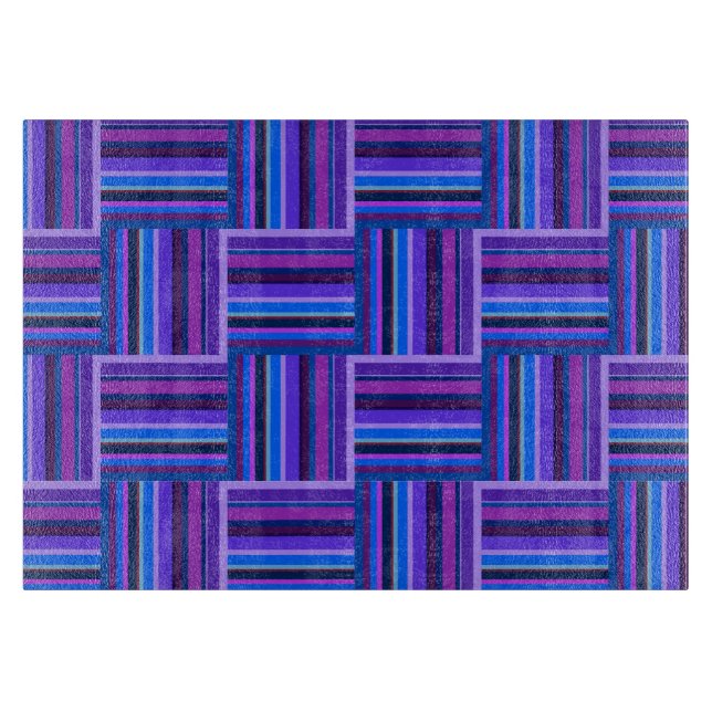 Blue and purple stripes weave pattern cutting board (Front)