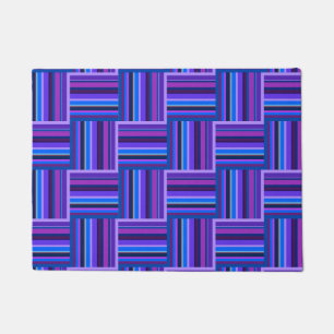 Blue and purple stripes weave pattern doormat