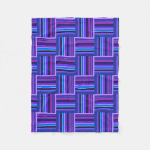 Blue and purple stripes weave pattern fleece blanket