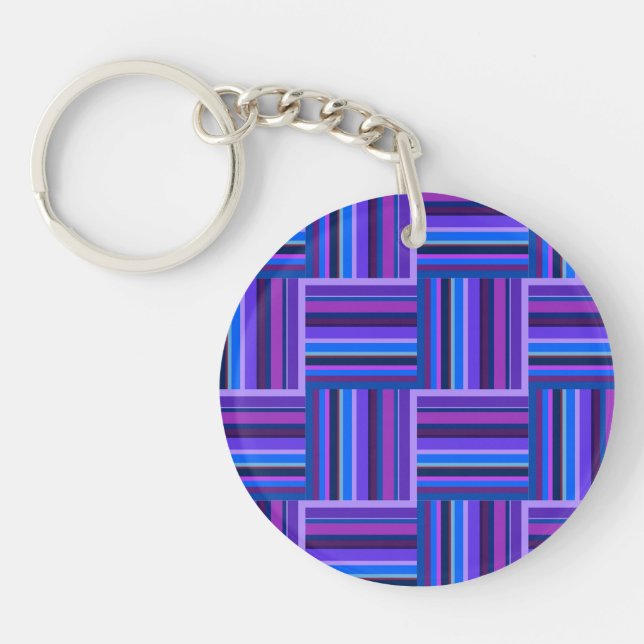 Blue and purple stripes weave pattern key ring (Front)